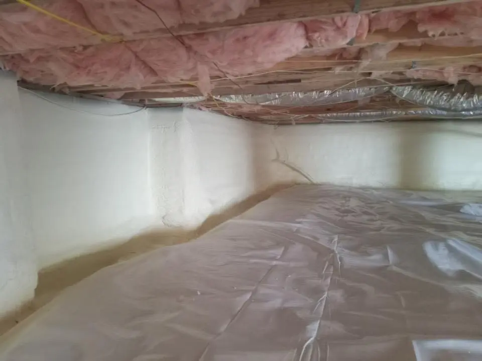 Crawl space encapsulation with closed-cell spray foam for Commercial Roof Restoration in Mount Hope
